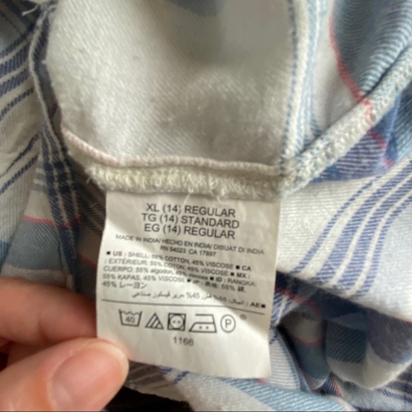 Old Navy Girls White/Blue Tunic Style Plaid Shirt - Picture 4 of 12